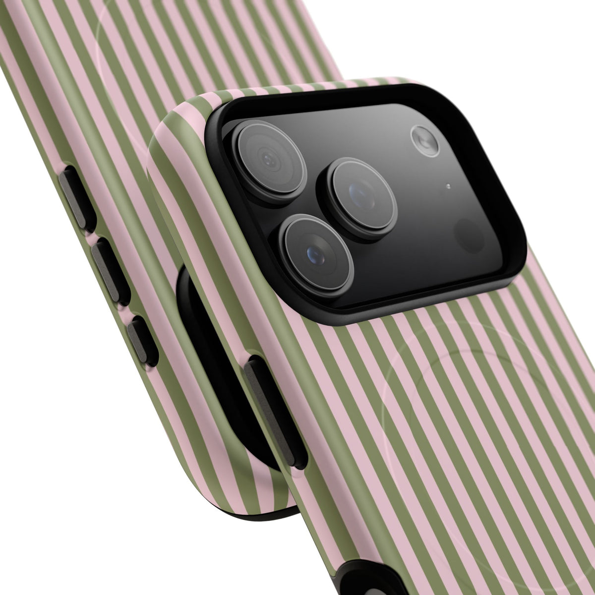 Green & Pink Striped Magnetic Phone Case by etchd, view 100