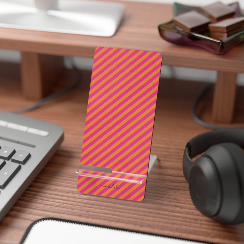 Pink & Orange Striped Diagonal Supporto per telefono di etchd, vista 3