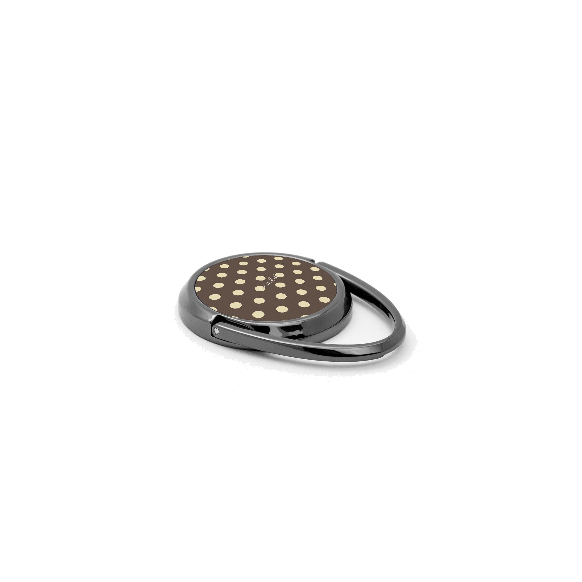 Brown And Butter Yellow Polka Dot Phone Ring Holder by etchd, view 2