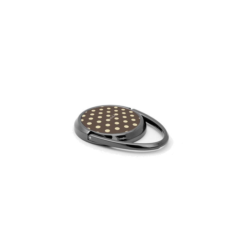 Brown And Butter Yellow Polka Dot Phone Ring Holder-zoom-