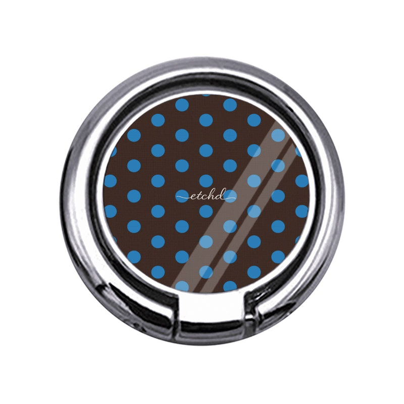Cerulean & Espresso Polka Dot Anillo soporte fino para móvil-zoom-