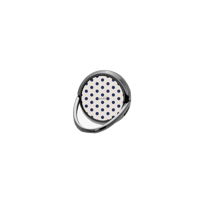 Navy & Cream Polka Dot Handyring-Halterung-zoom-