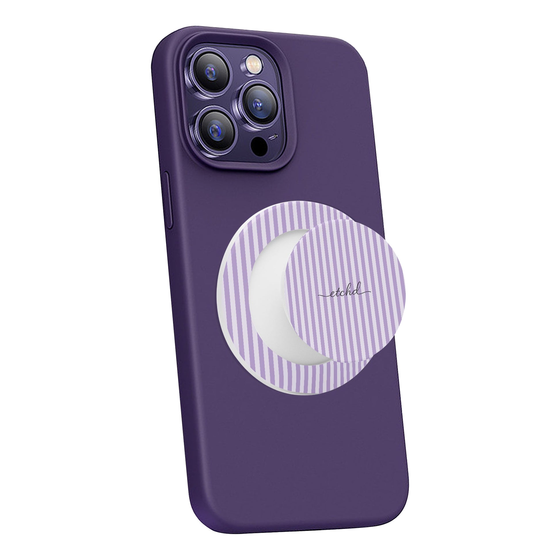 Lilac & Cream Striped Phone Grip And Stand by etchd, view 7