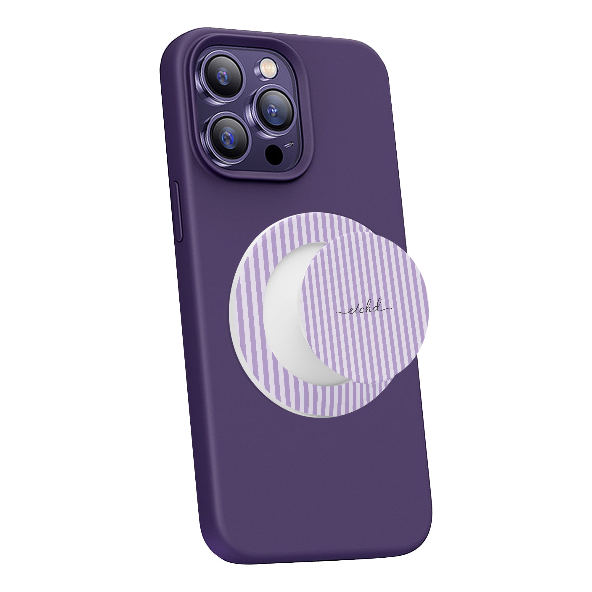Lilac & Cream Striped Phone Grip And Stand by etchd, view 7