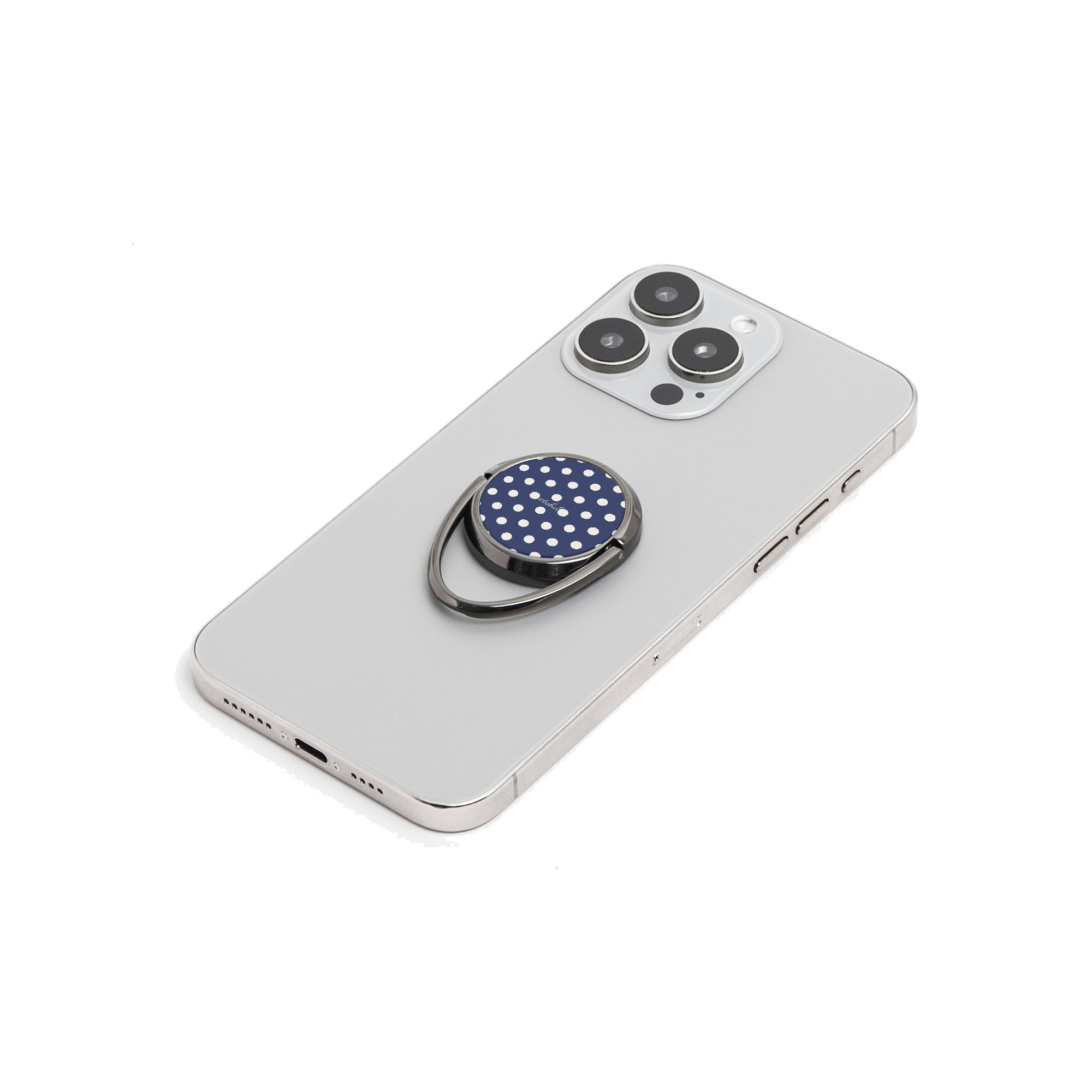 Cream & Navy Polka Dot Phone Ring Holder by etchd, view 6