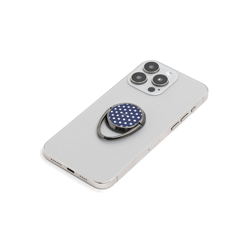 Cream & Navy Polka Dot Handy-Ring-Halterung-zoom-
