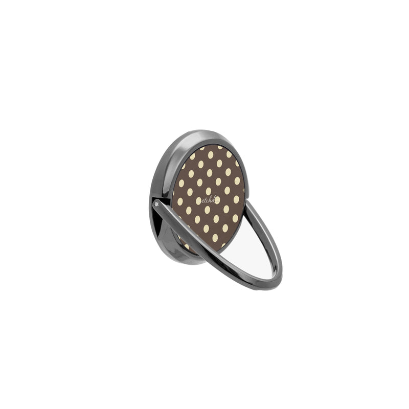 Brown And Butter Yellow Polka Dot Phone Ring Holder-zoom-