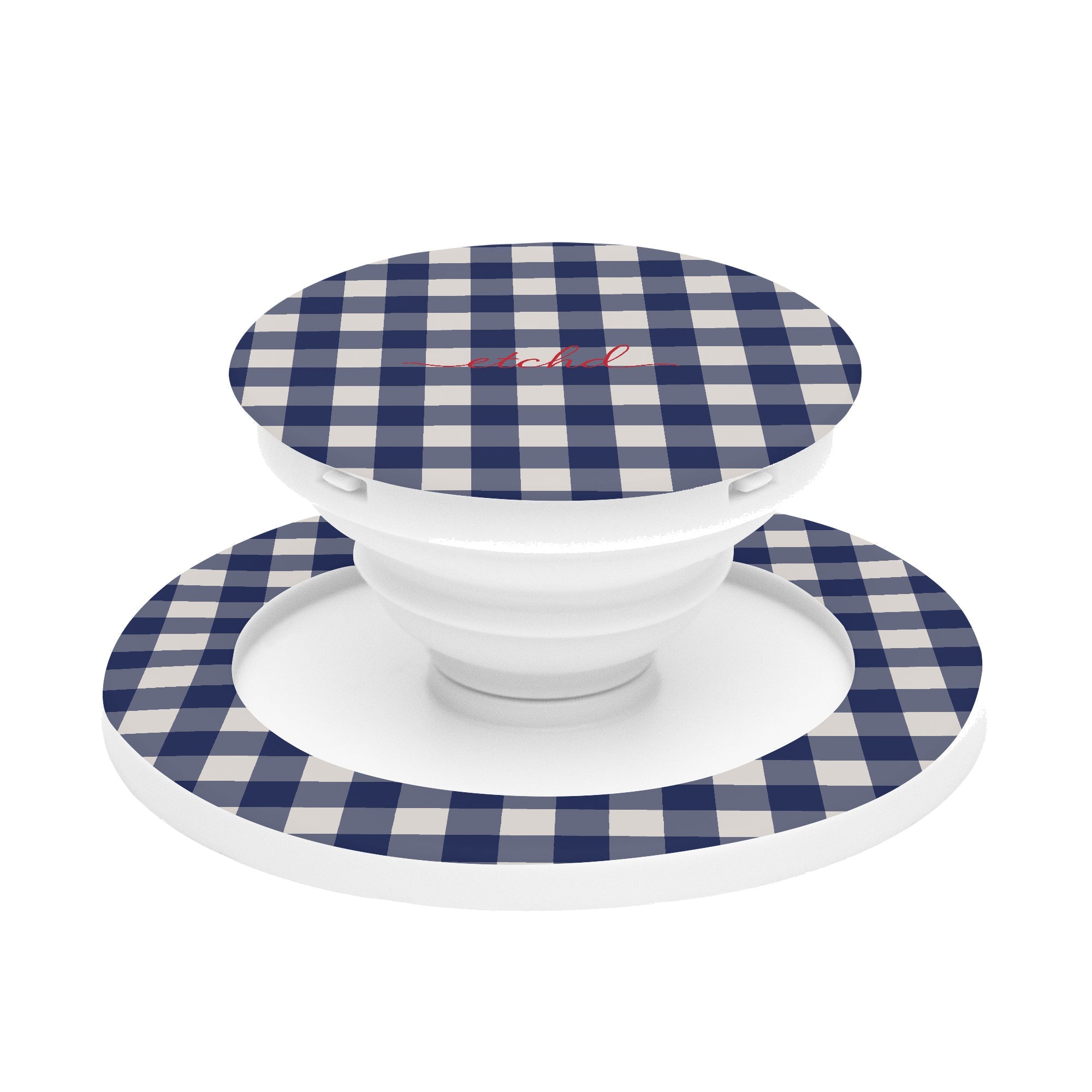 Navy & Cream Gingham Phone Grip And Stand by etchd