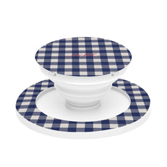 Navy & Cream Gingham Phone Grip And Stand by etchd