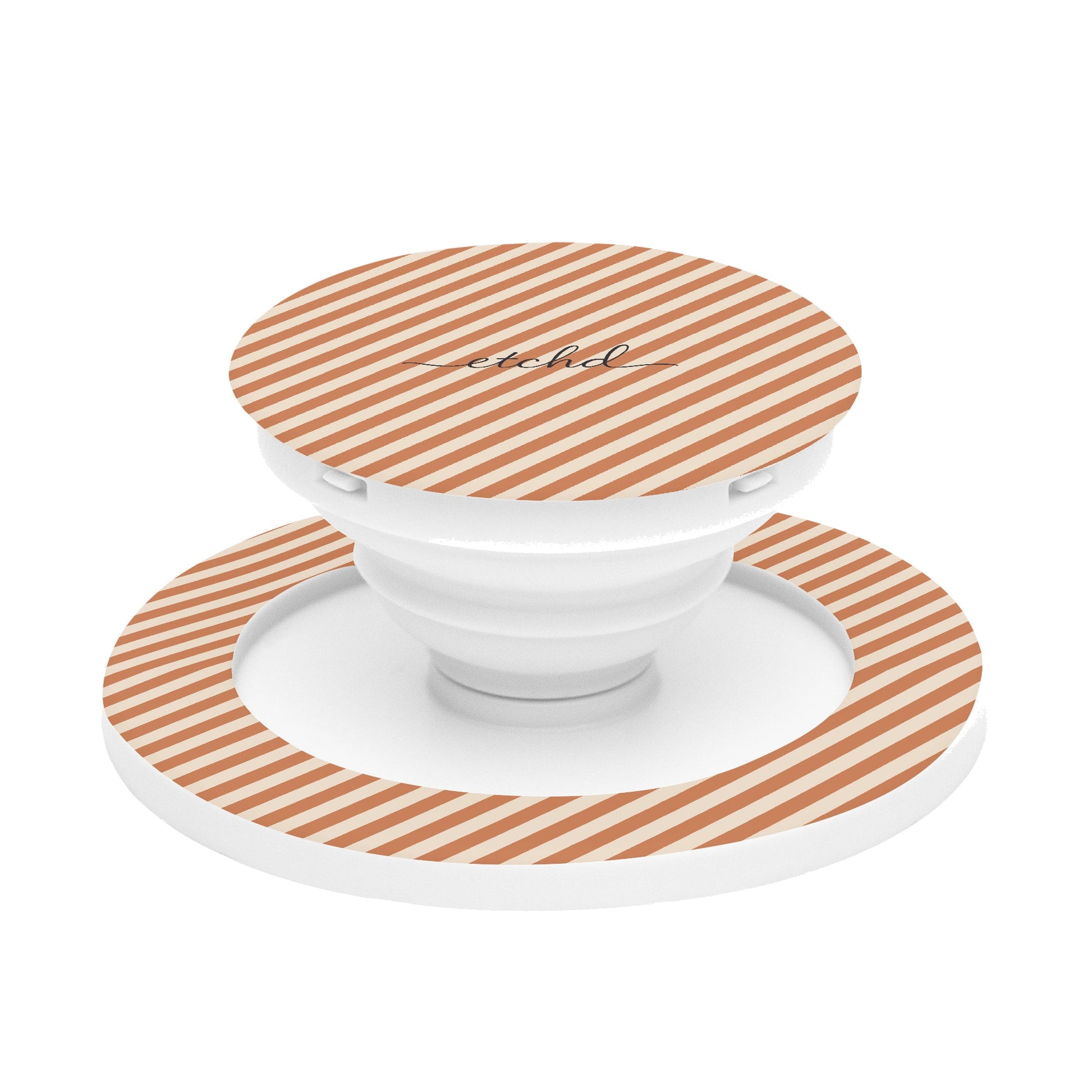 Terracotta & Cream Striped Diagonal Phone Grip And Stand by etchd
