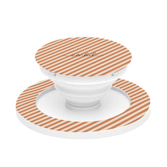 Terracotta & Cream Striped Diagonal Phone Grip And Stand by etchd