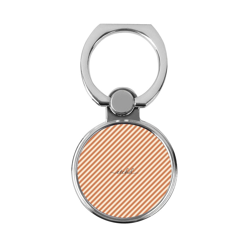 Terracotta & Cream Striped Diagonal Klassische Ring Handyhalterung-zoom-