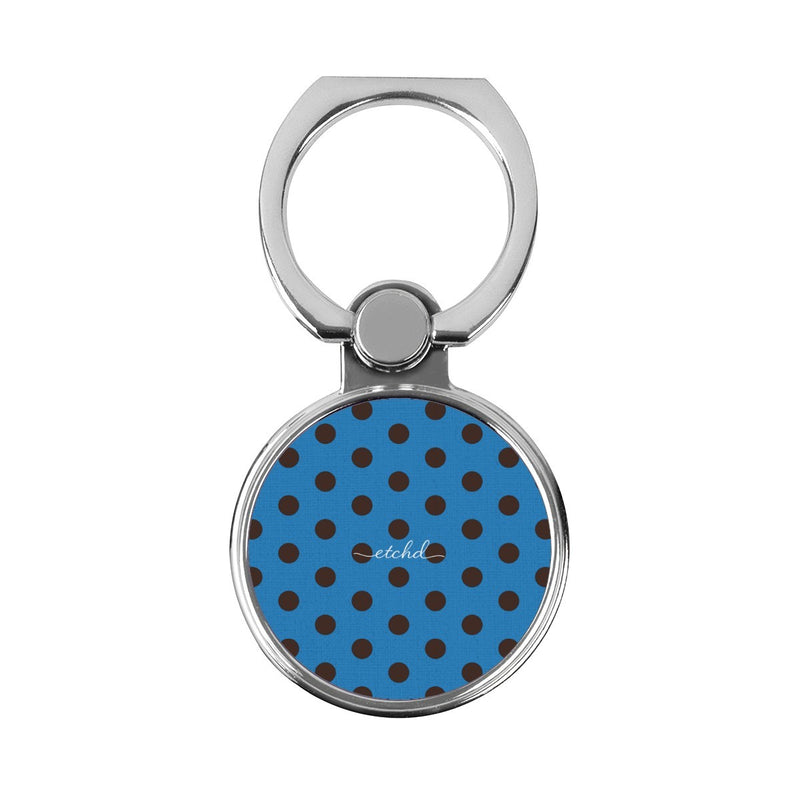 Espresso & Cerulean Polka Dot Anillo soporte clásico para móvil-zoom-