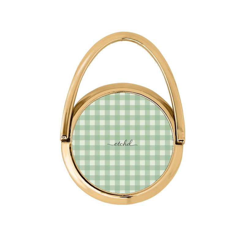 Sage & Cream Gingham Anello supporto girevole per telefono-zoom-