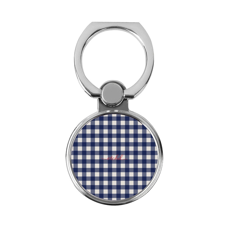 Navy & Cream Gingham Classic Ring Holder-zoom-