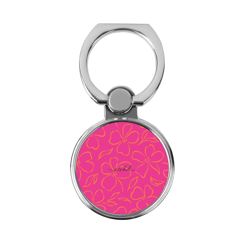 Pink & Orange Floral Anello supporto classico per telefono-zoom-