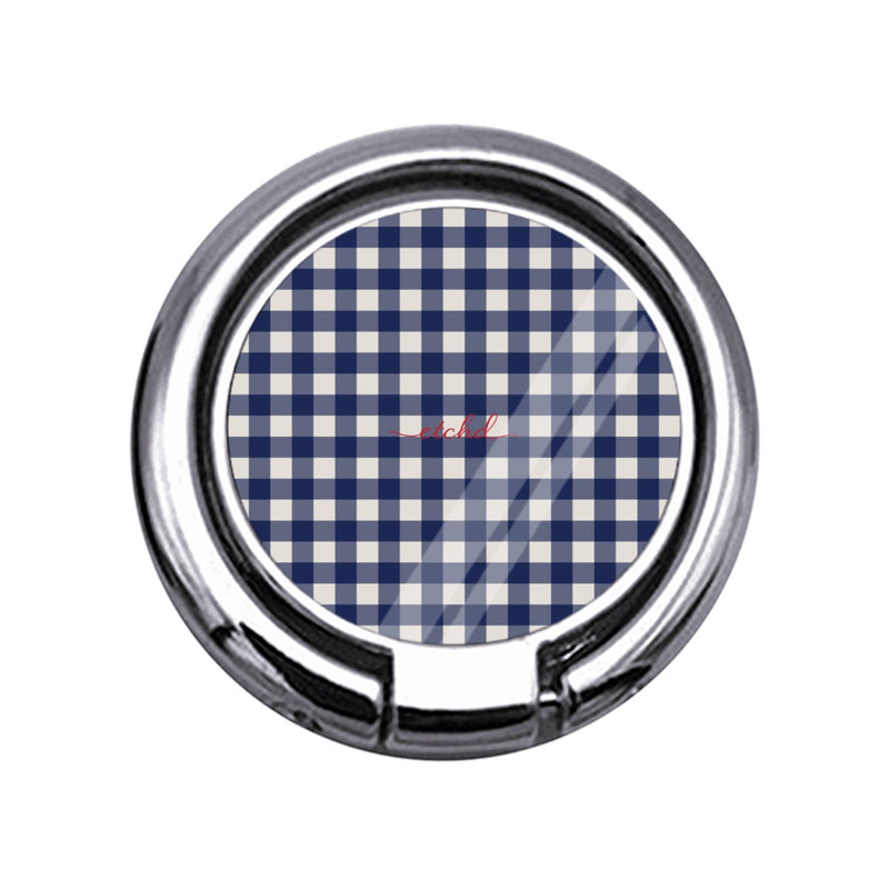 Navy & Cream Gingham Slim Ring Holder-zoom-