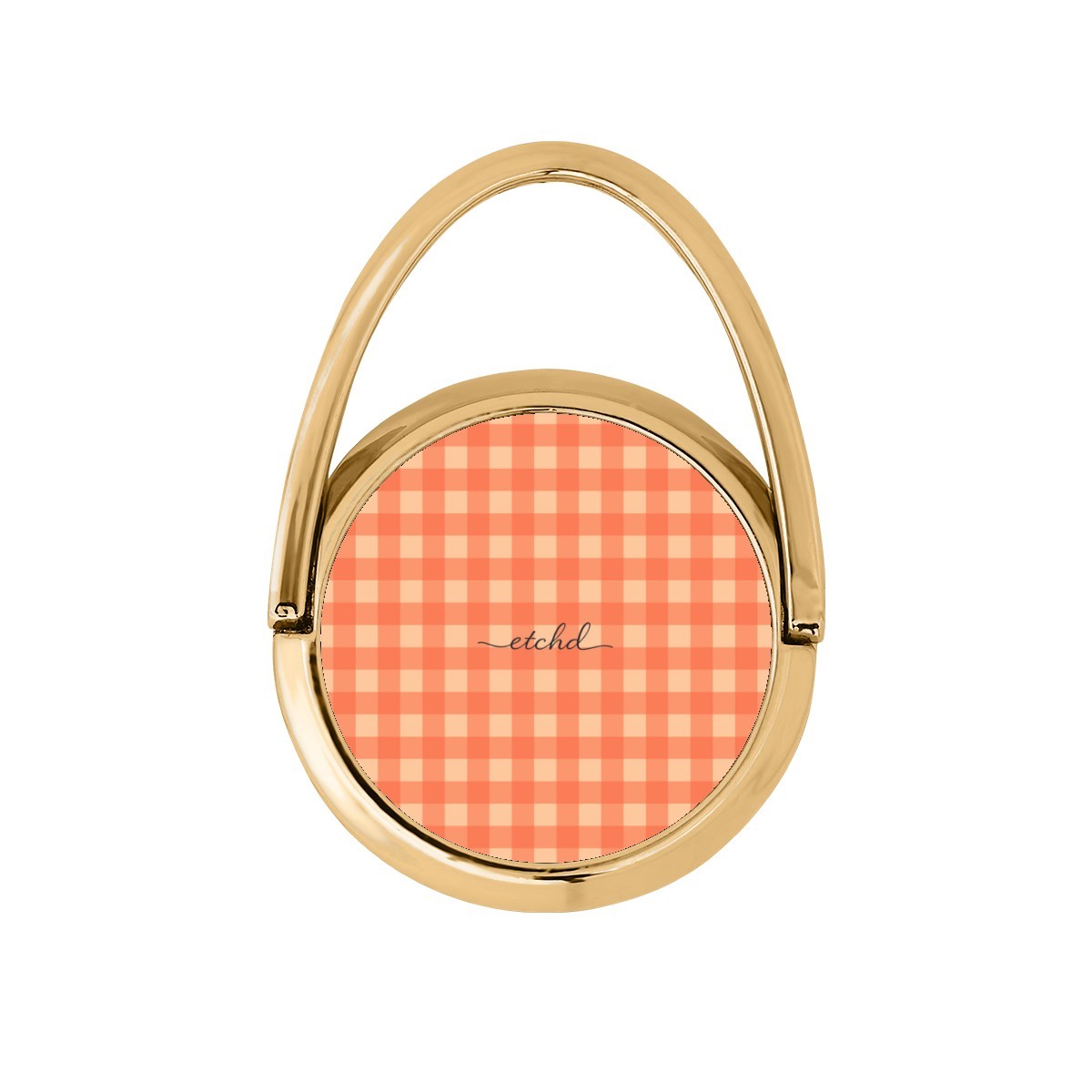 Coral & Peach Gingham Hoop Ring Holder by etchd