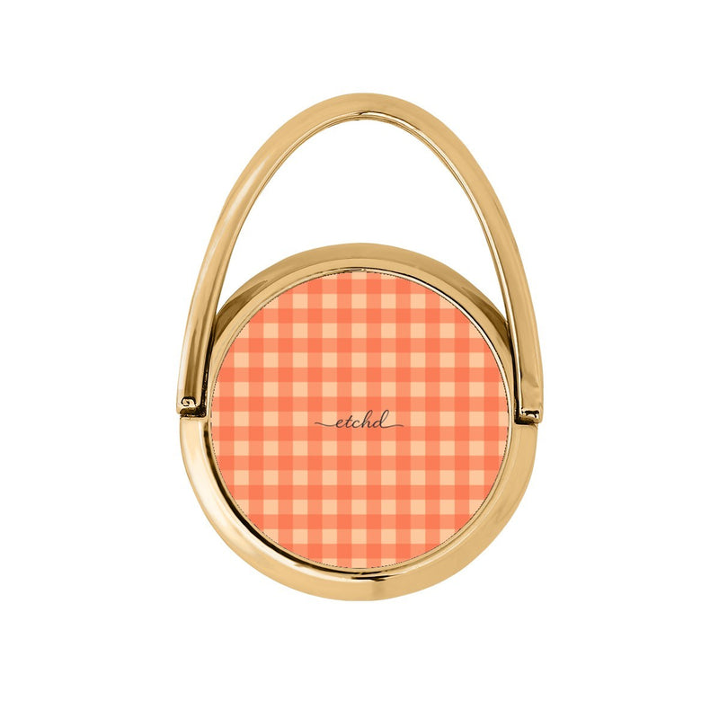Coral & Peach Gingham Hoop Ring Holder-zoom-