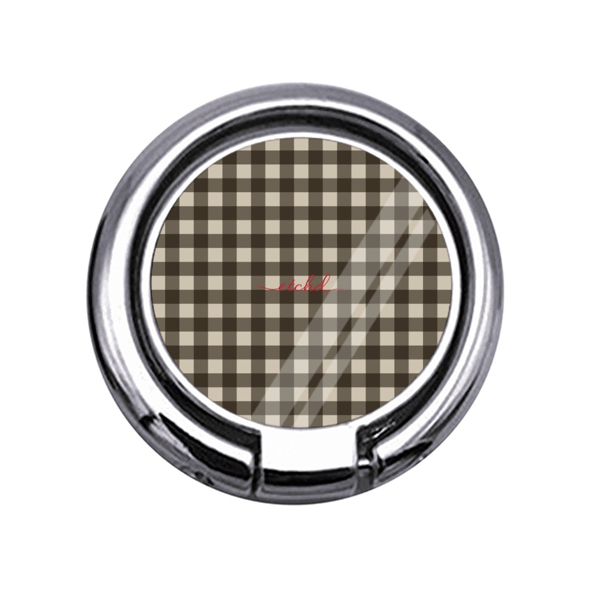 Cream & Brown Gingham Slim Ring Holder by etchd