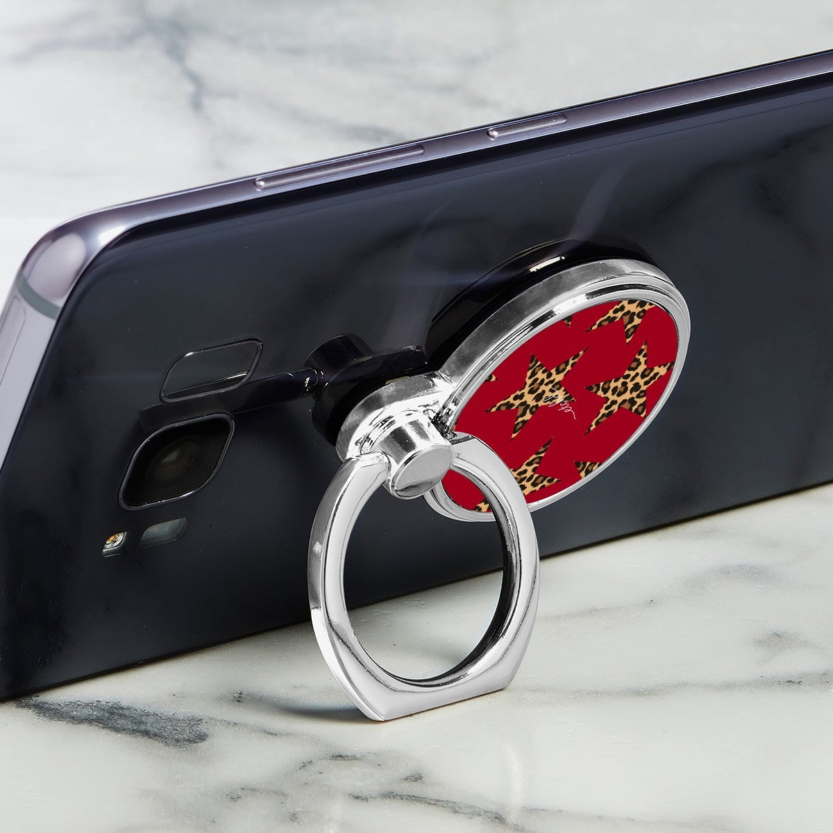 Red & Leopard Stars Classic Ring Holder by etchd, view 2