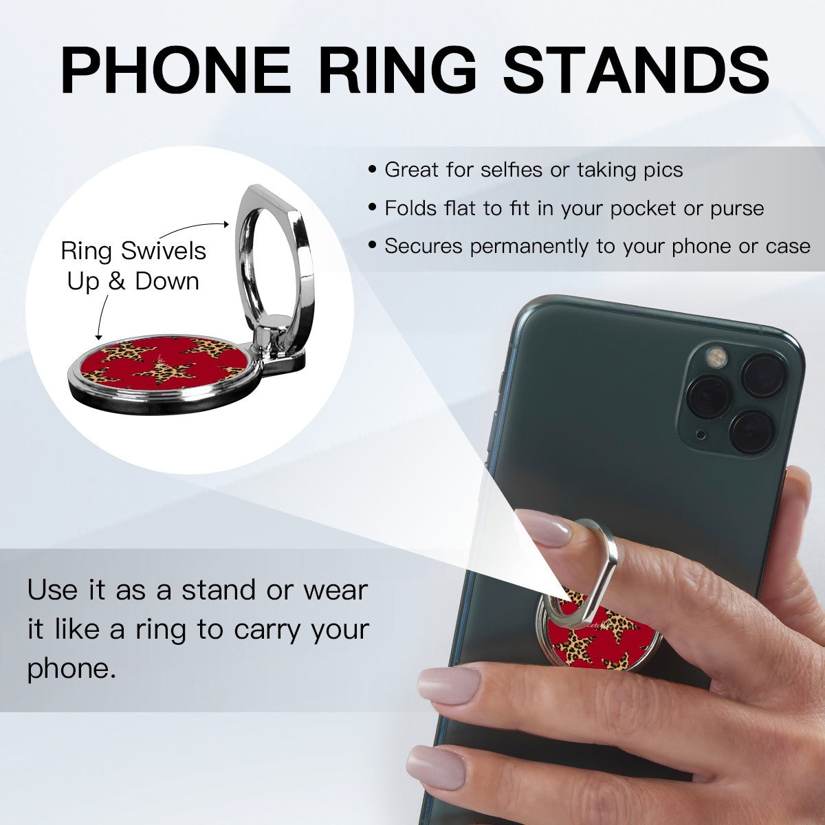 Red & Leopard Stars Classic Ring Holder by etchd, view 4
