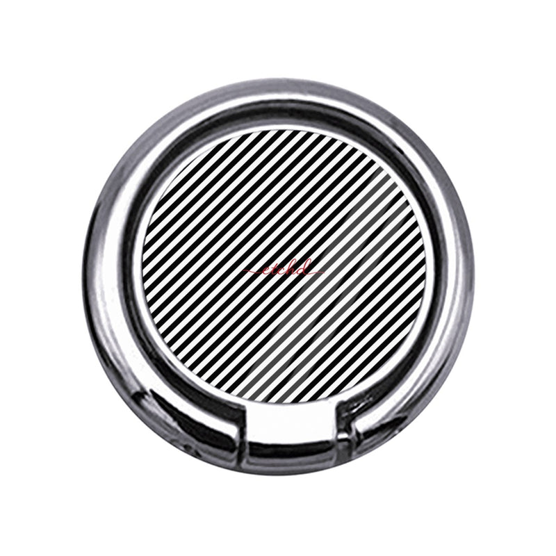 Black & White Striped Diagonal Slim Ring Holder-zoom-