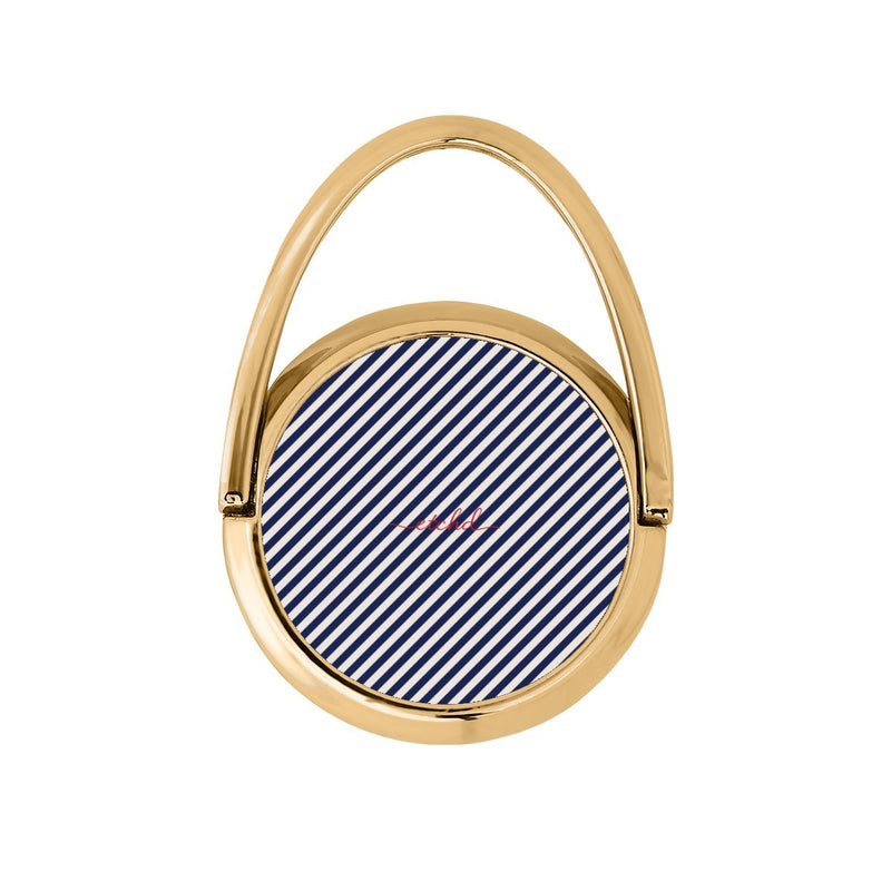 Navy & Cream Striped Diagonal Drehbare Ring Handyhalterung-zoom-