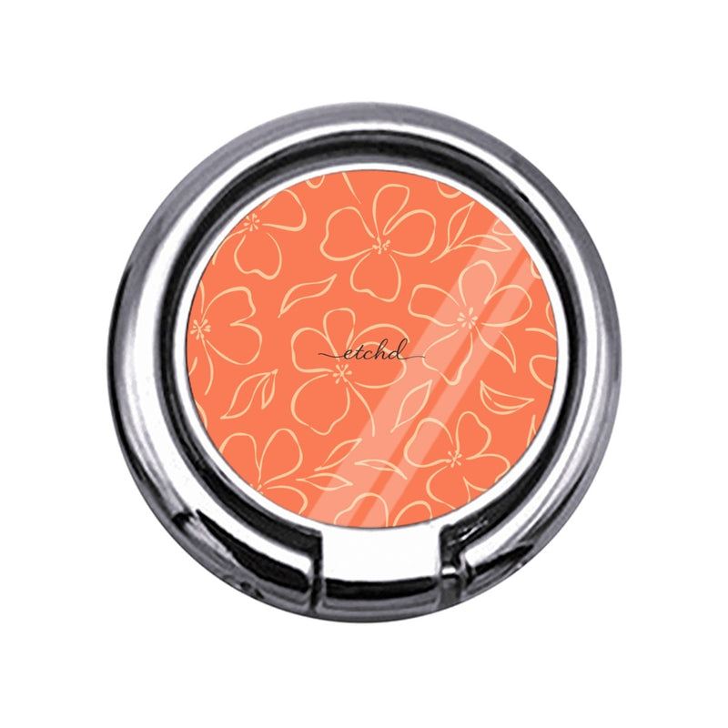 Coral & Peach Floral Anillo soporte fino para móvil-zoom-