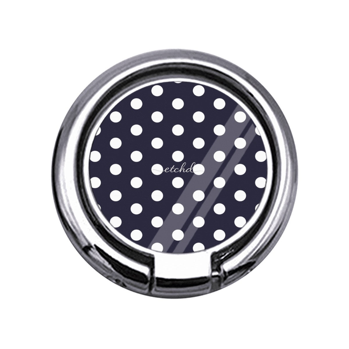 White & Navy Polka Dot Slim Ring Holder by etchd