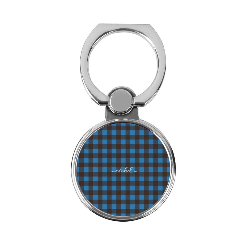 Cerulean & Espresso Gingham Anneau de maintien classique-zoom-