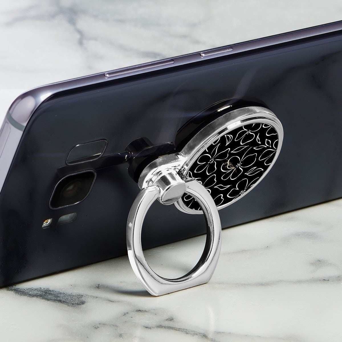Black & White Floral Classic Ring Holder by etchd, view 2