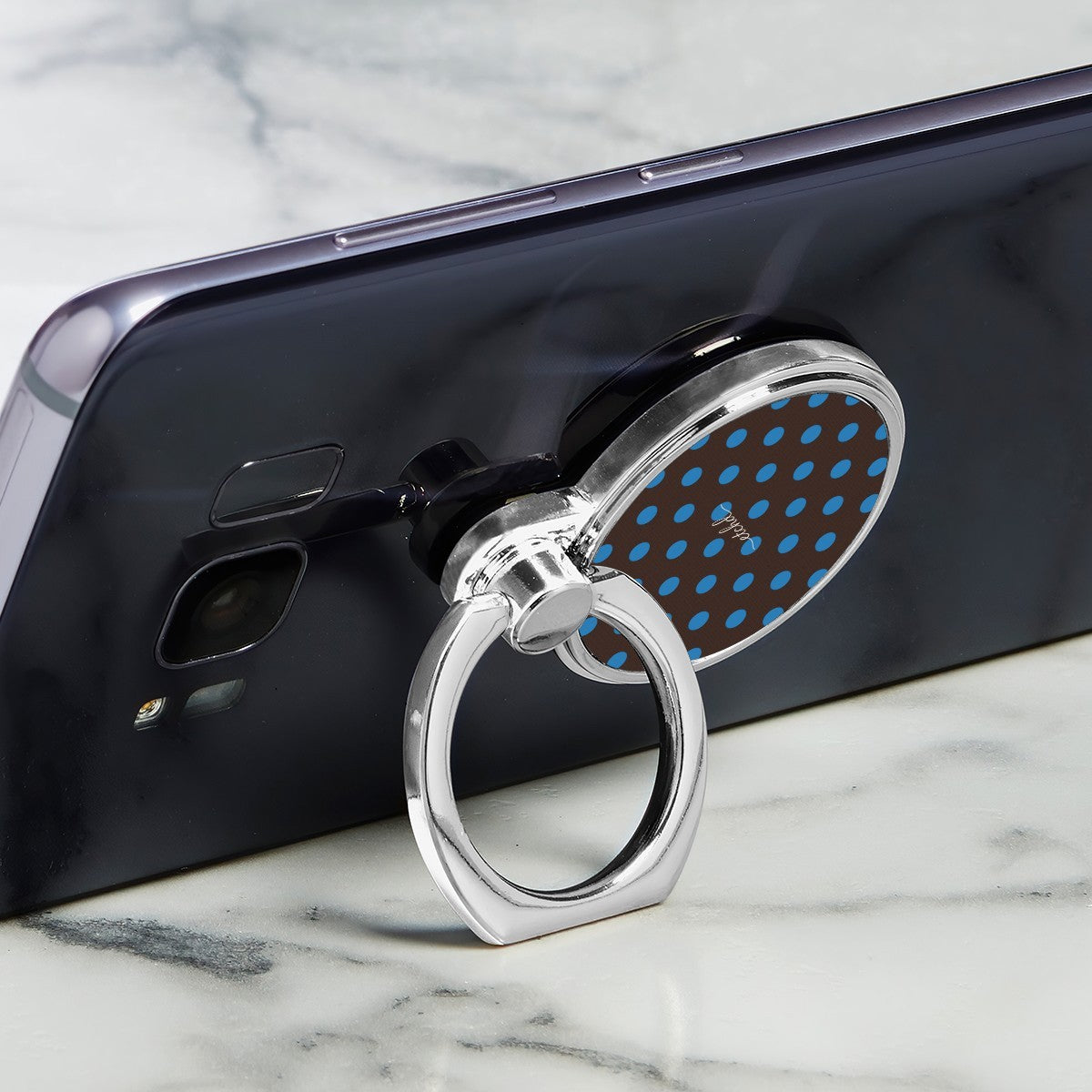 Cerulean & Espresso Polka Dot Classic Ring Holder by etchd, view 2