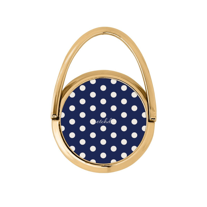 Cream & Navy Polka Dot Anillo soporte giratorio para móvil-zoom-
