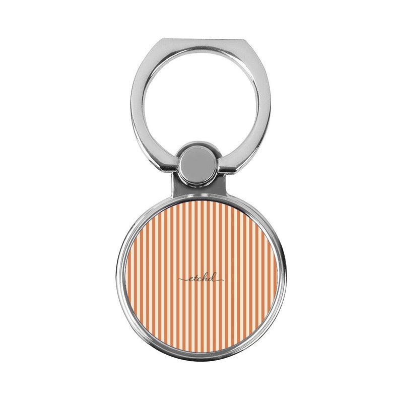 Terracotta & Cream Striped Anillo soporte clásico para móvil-zoom-