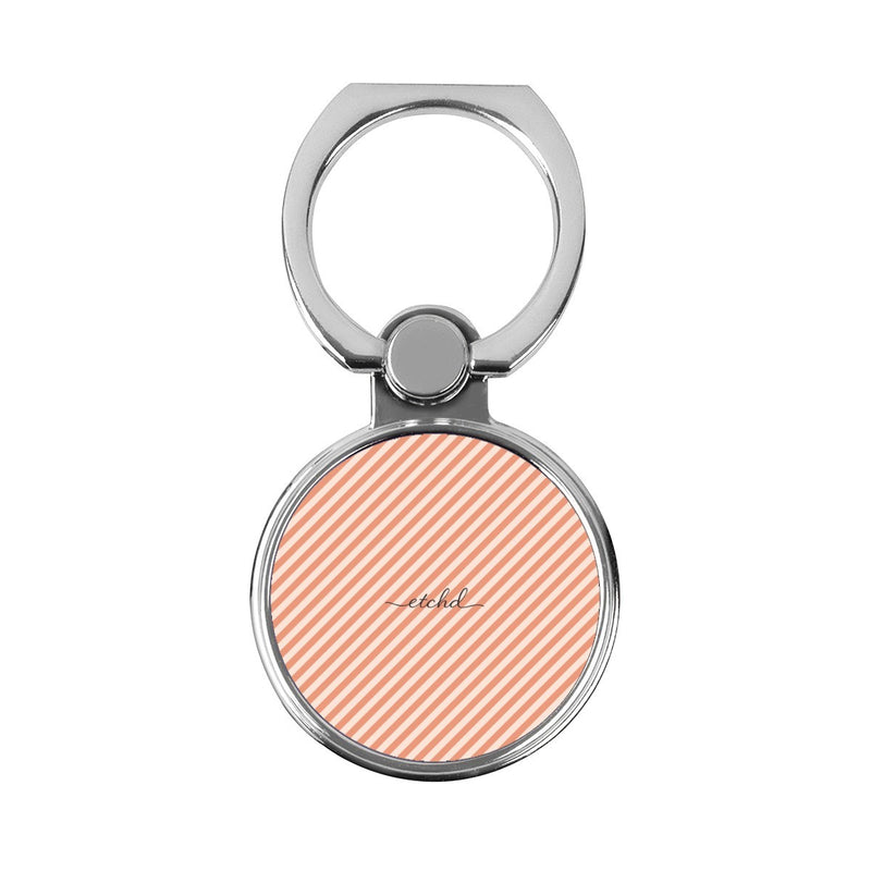 Coral & Cream Striped Diagonal Anello supporto classico per telefono-zoom-