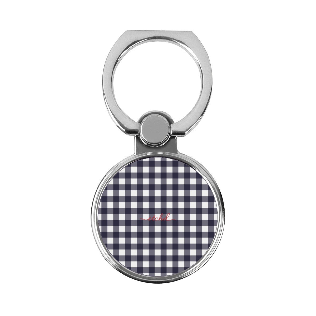 White & Navy Gingham Classic Ring Holder by etchd