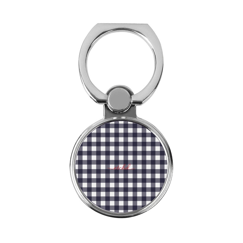 White & Navy Gingham Classic Ring Holder-zoom-