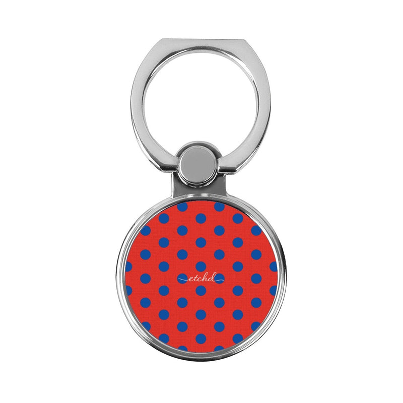 Cobalt & Poppy Polka Dot Anillo soporte clásico para móvil-zoom-