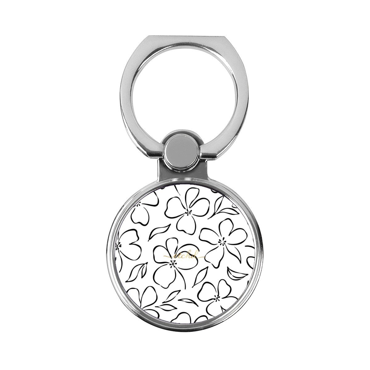 White & Black Floral Classic Ring Holder by etchd