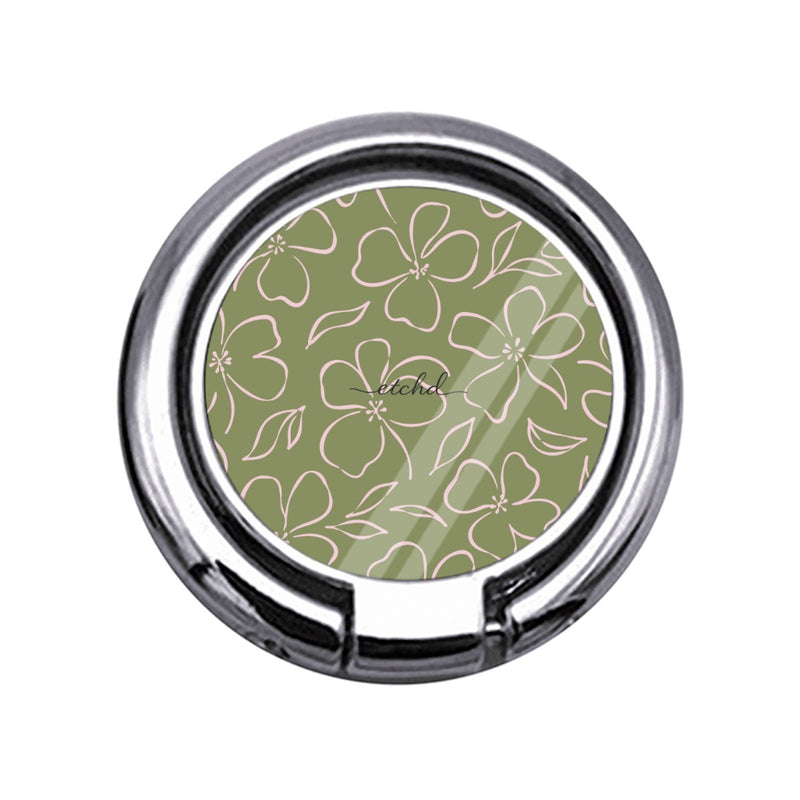 Green & Pink Floral Slim Ring Holder-zoom-