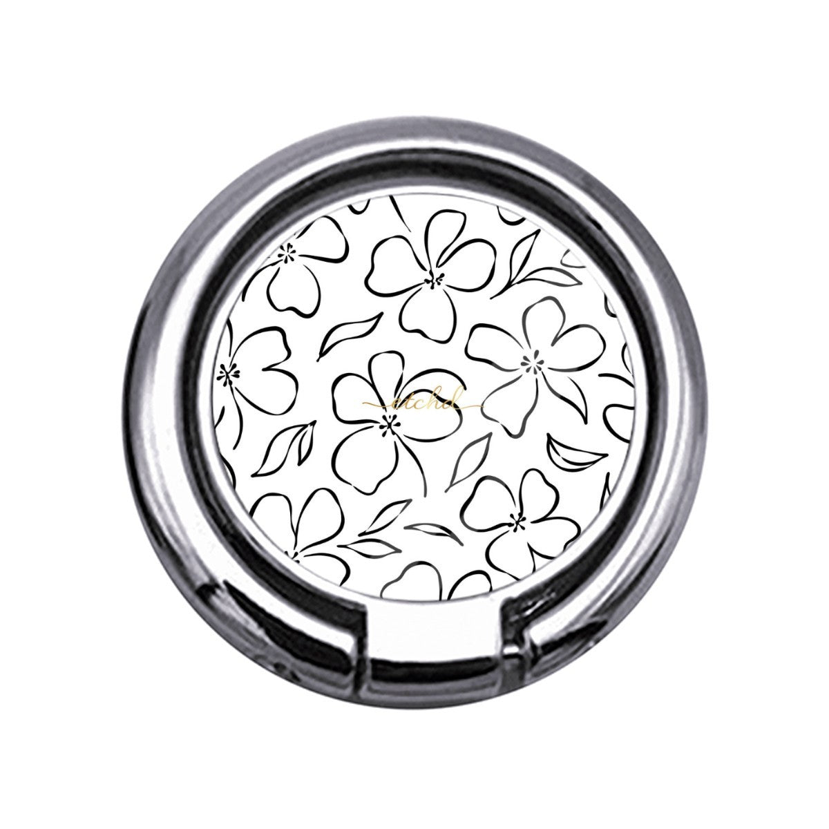 White & Black Floral Slim Ring Holder by etchd
