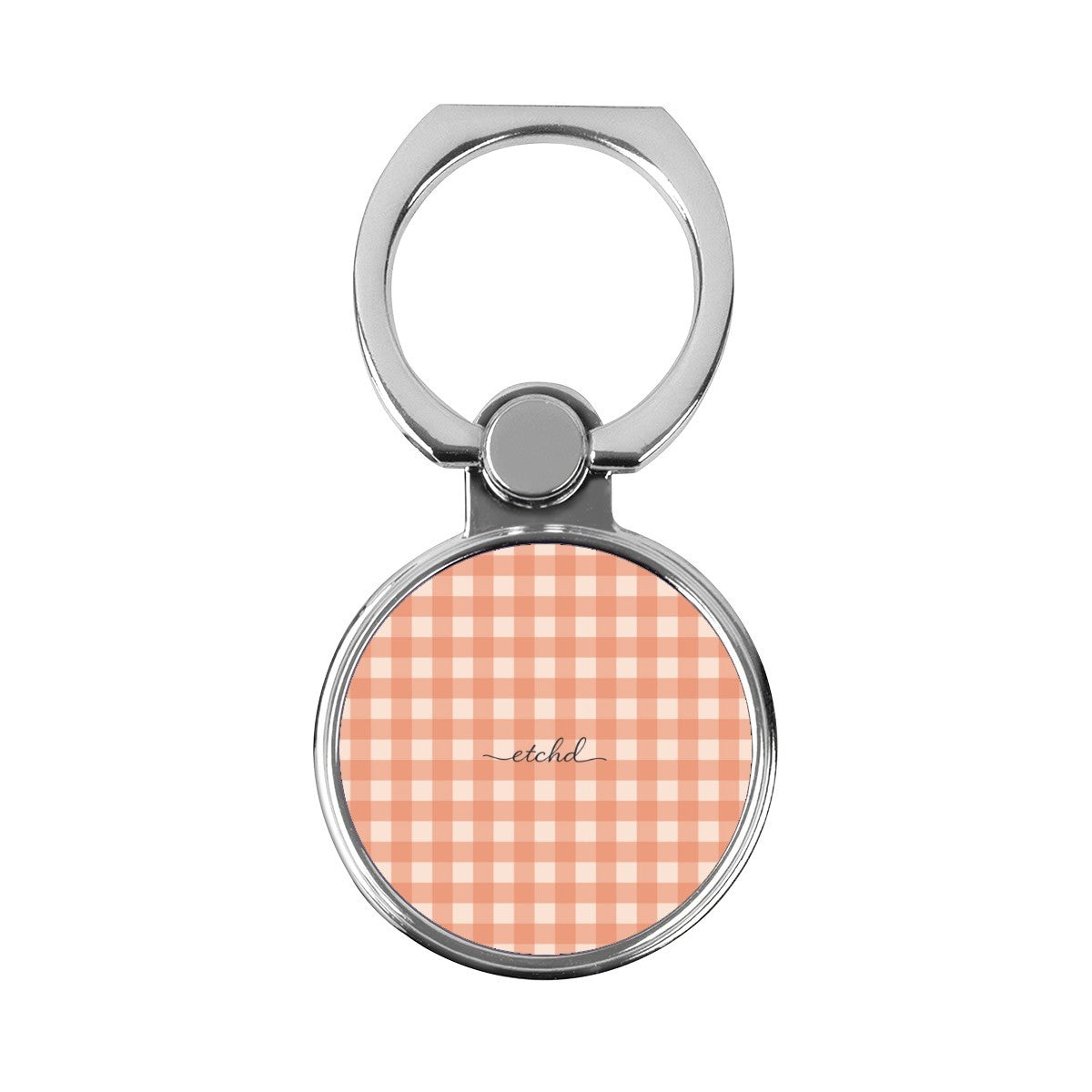 Coral & Cream Gingham Classic Ring Holder by etchd