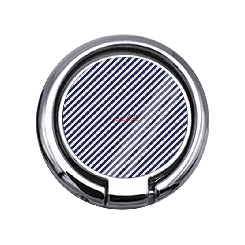 Navy & Cream Striped Diagonal Slim Ring Holder-zoom-