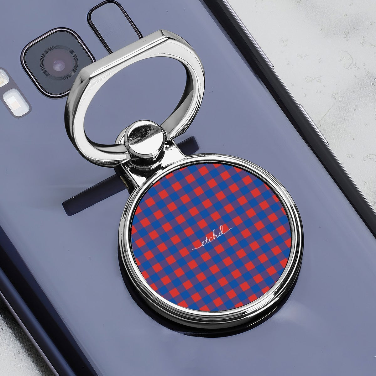 Cobalt & Poppy Gingham Classic Ring Holder by etchd, view 2
