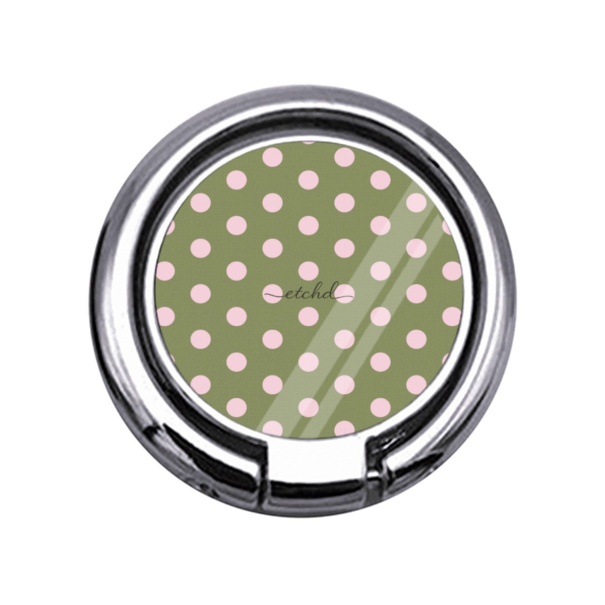 Pink & Green Polka Dot Slim Ring Holder by etchd