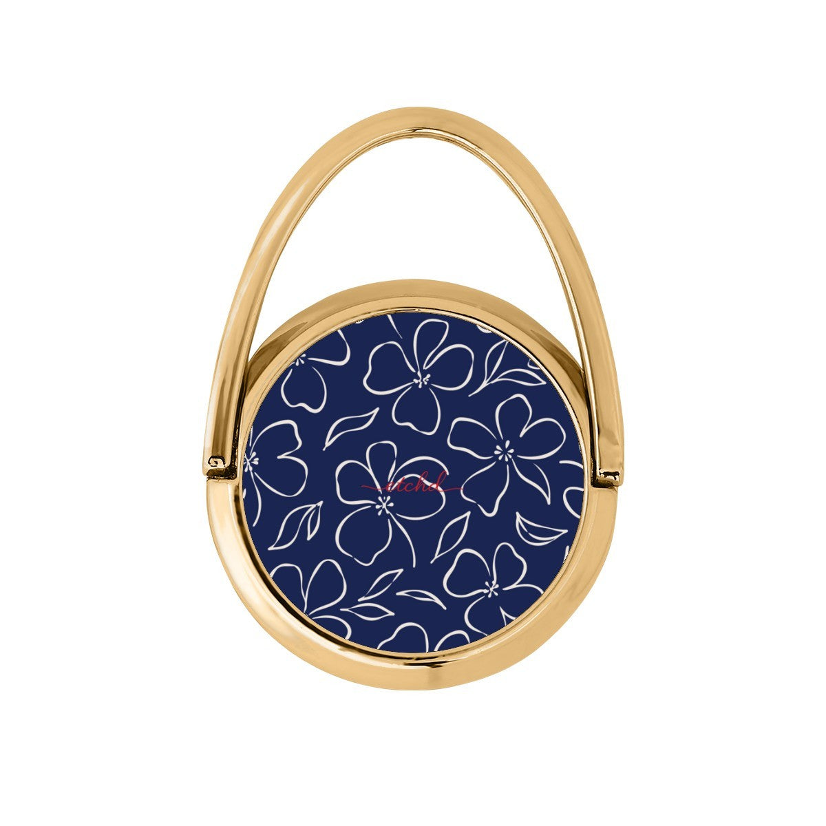 Navy & Cream Floral Hoop Ring Holder by etchd