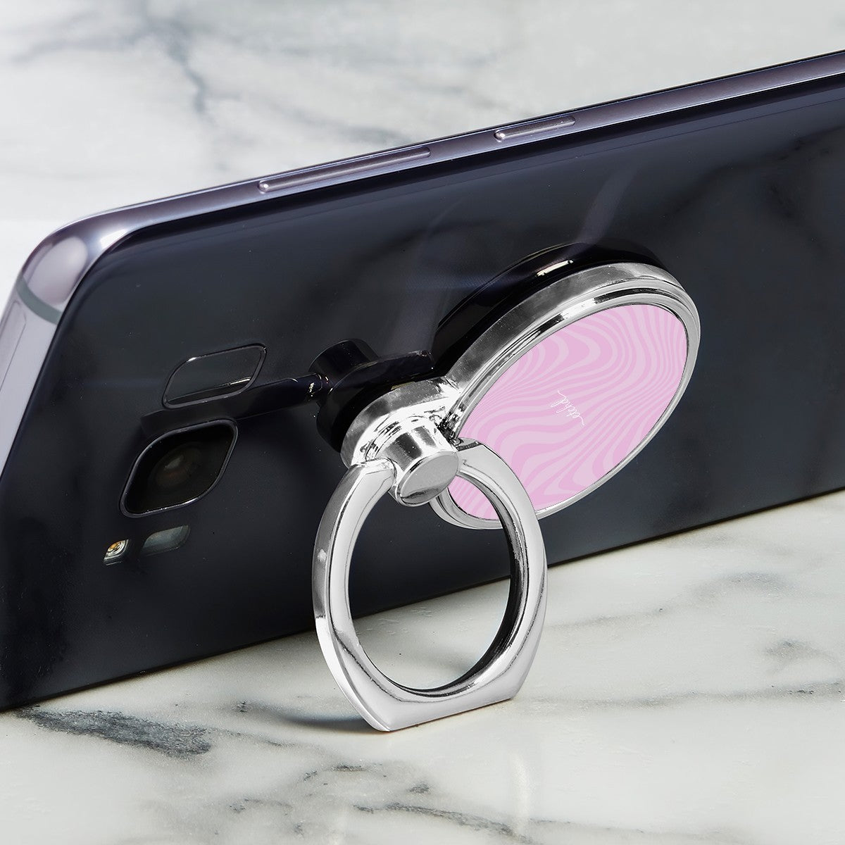 Pink Curved Lines Classic Ring Holder by etchd, view 2