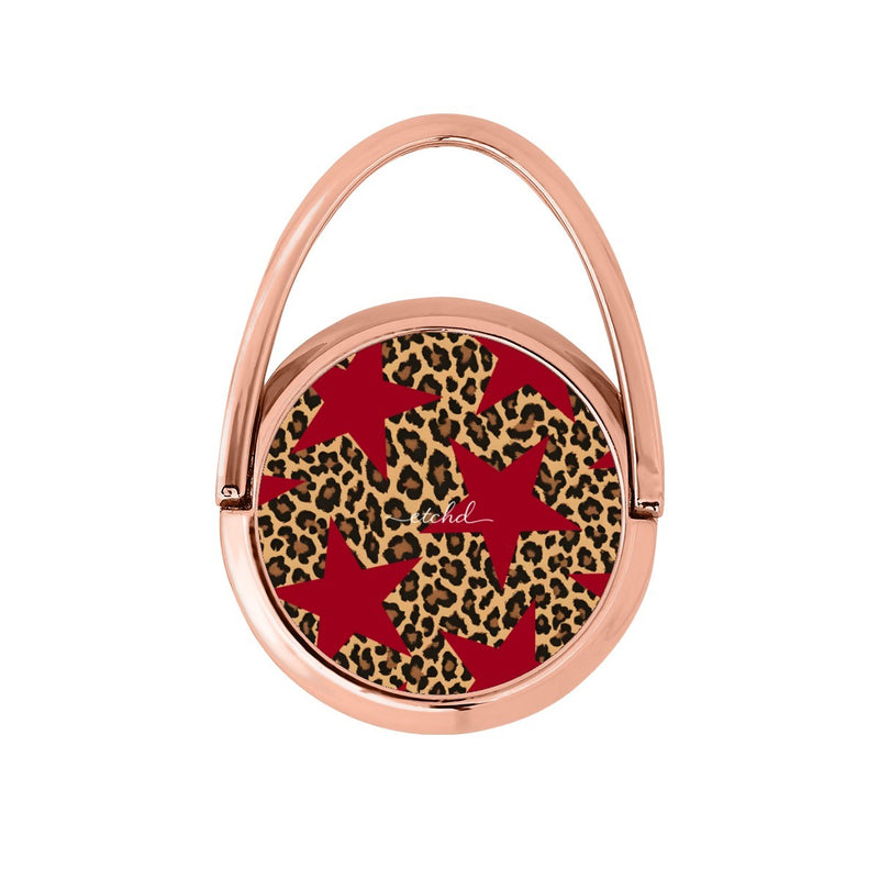 Leopard & Red Stars Anneau de maintien pivotant-zoom-