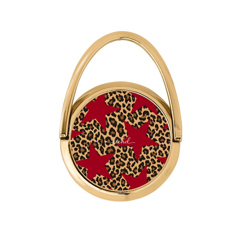 Leopard & Red Stars Anneau de maintien pivotant-zoom-